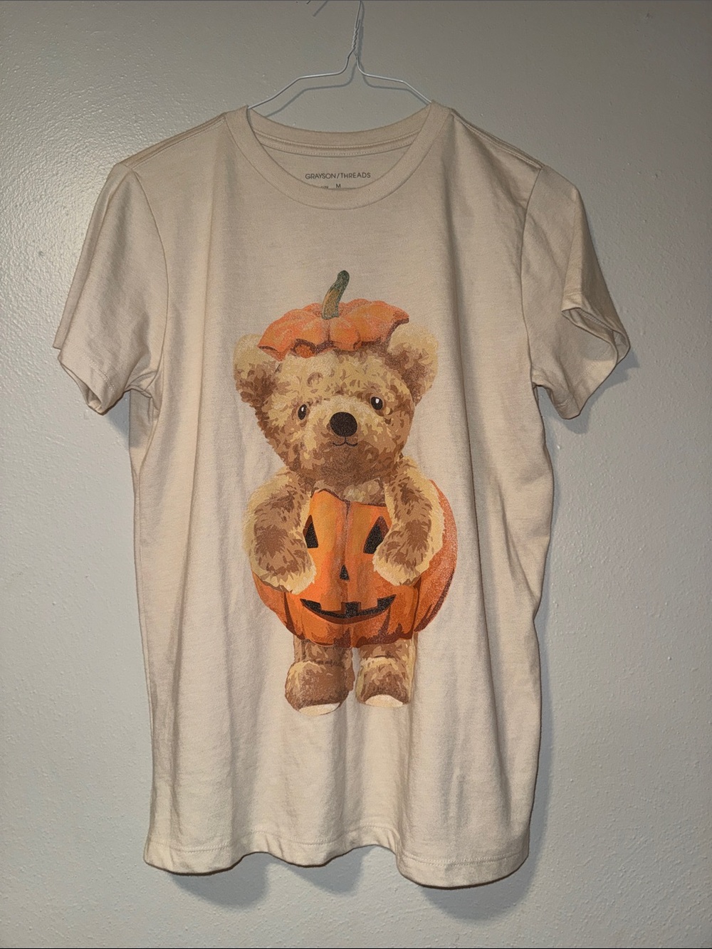 Grayson Threads Teddy Bear Pumpkin Tee - Cream & Orange